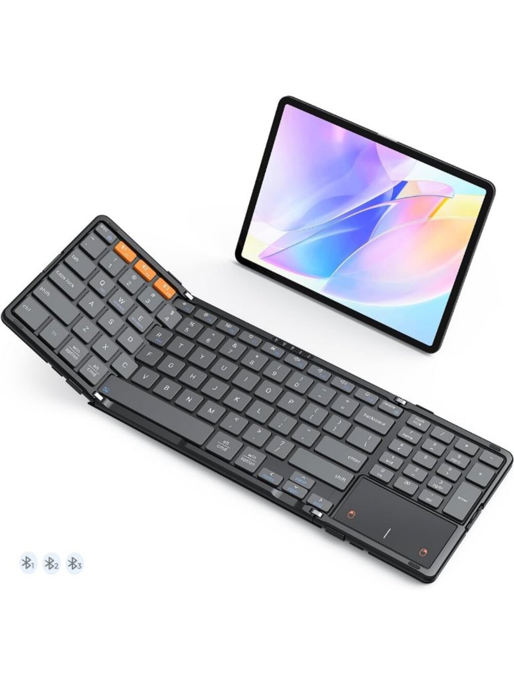 Compact Bluetooth Foldable Keyboard with Touchpad & Numeric Keypad - Portable